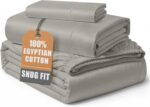 Queen White Sateen Egyptian Cotton Sheet Set