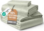 Queen White Sateen Egyptian Cotton Sheet Set