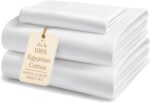Queen White Sateen Egyptian Cotton Sheet Set