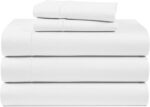 Queen White Sateen Egyptian Cotton Sheet Set