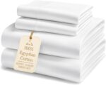 Queen White Sateen Egyptian Cotton Sheet Set