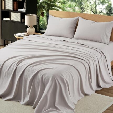 Linen Blend Light Grey Flat Sheet