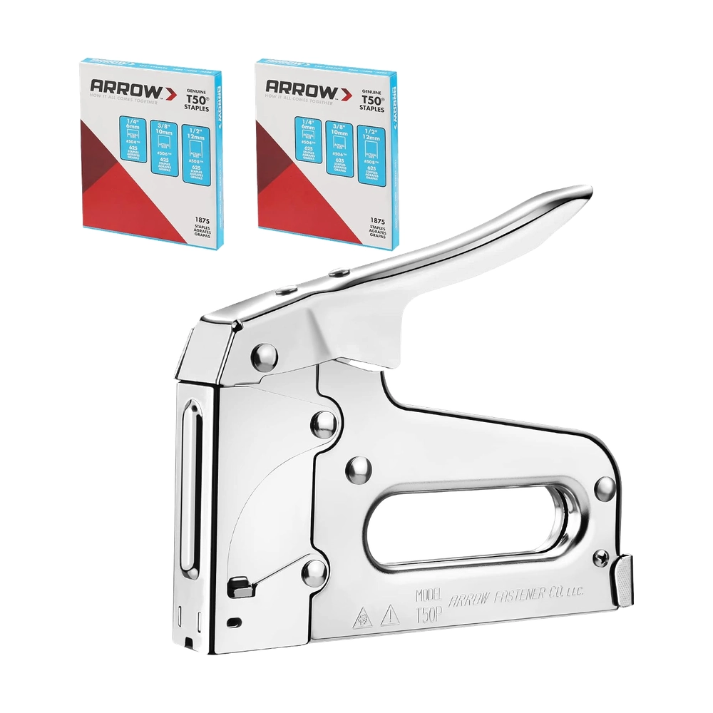 Chrome Heavy Duty Staple Gun Kit with 2000 Staples