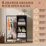 Industrial Style Dresser with Clothes Rack - Hình 4