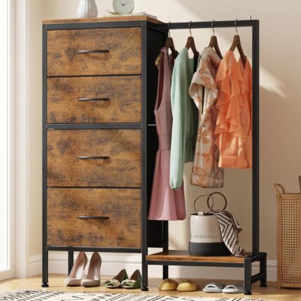Industrial Style Dresser with Clothes Rack