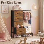 Industrial Style Dresser with Clothes Rack - Hình 7