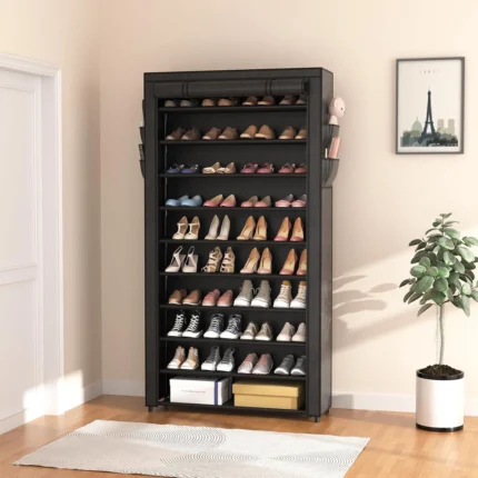 Black Fabric Shoe Rack - Hình 2