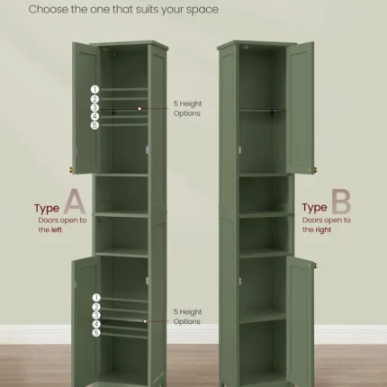 VASAGLE Slim Green Bathroom Cabinet - Hình 2