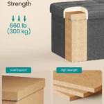 Collapsible Grey Tufted Storage Ottoman - Hình 5