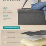 Collapsible Grey Tufted Storage Ottoman - Hình 6