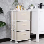 Beige 3-Drawer Fabric Storage Cart - Hình 5