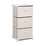 Beige 3-Drawer Fabric Storage Cart