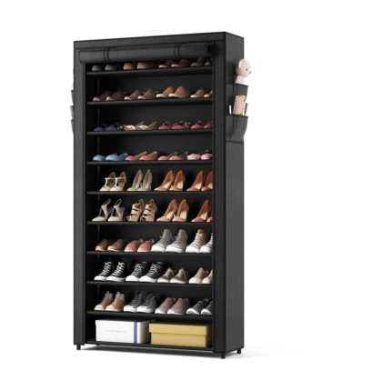 Black Fabric Shoe Rack