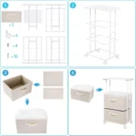 Beige 3-Drawer Fabric Storage Cart - Hình 4