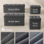 Collapsible Grey Tufted Storage Ottoman - Hình 8