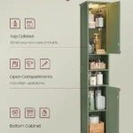 VASAGLE Slim Green Bathroom Cabinet - Hình 5