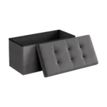Collapsible Grey Tufted Storage Ottoman