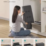 Collapsible Grey Tufted Storage Ottoman - Hình 7