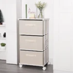Beige 3-Drawer Fabric Storage Cart - Hình 6