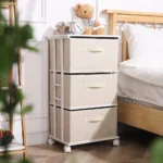 Beige 3-Drawer Fabric Storage Cart - Hình 2