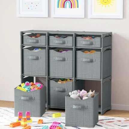 Gray 9-Cube Fabric Storage Organizer - Hình 2