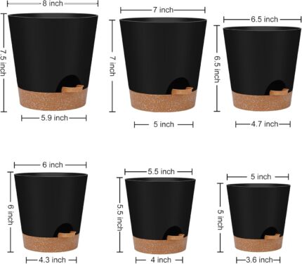 Black Self-Watering Planters