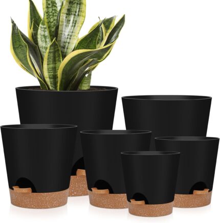 Black Self-Watering Planters