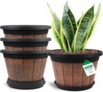 Large Wood Grain Plastic Planters