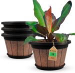Large Wood Grain Plastic Planters