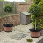 Large Wood Grain Plastic Planters