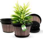 Large Wood Grain Plastic Planters