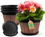 Large Wood Grain Plastic Planters