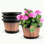 Large Wood Grain Plastic Planters