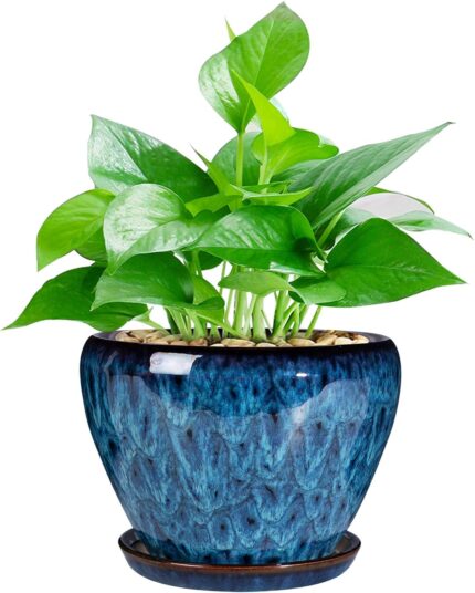 Ocean Blue Ceramic Planter