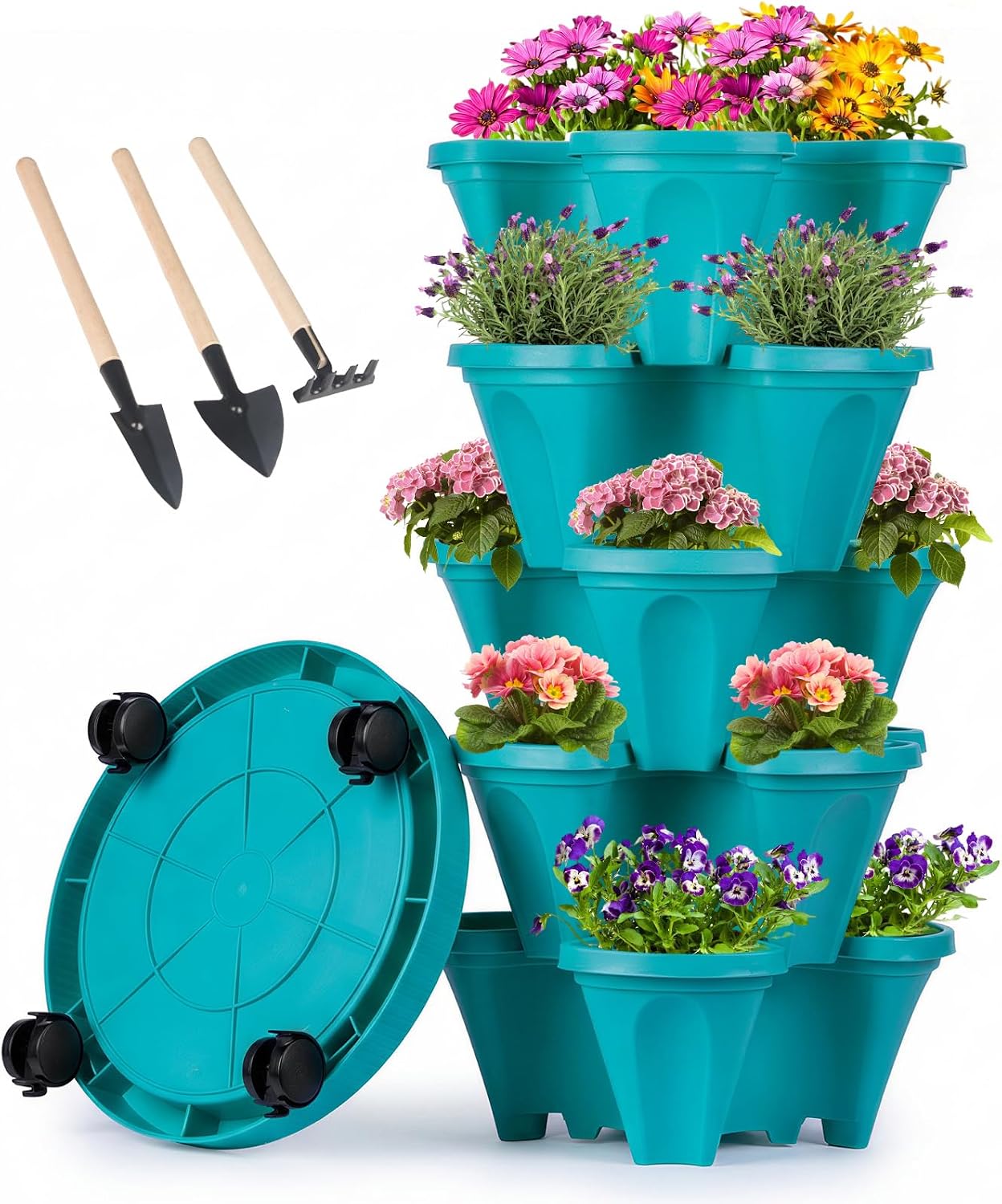 8-Tier Vertical Teal Planter