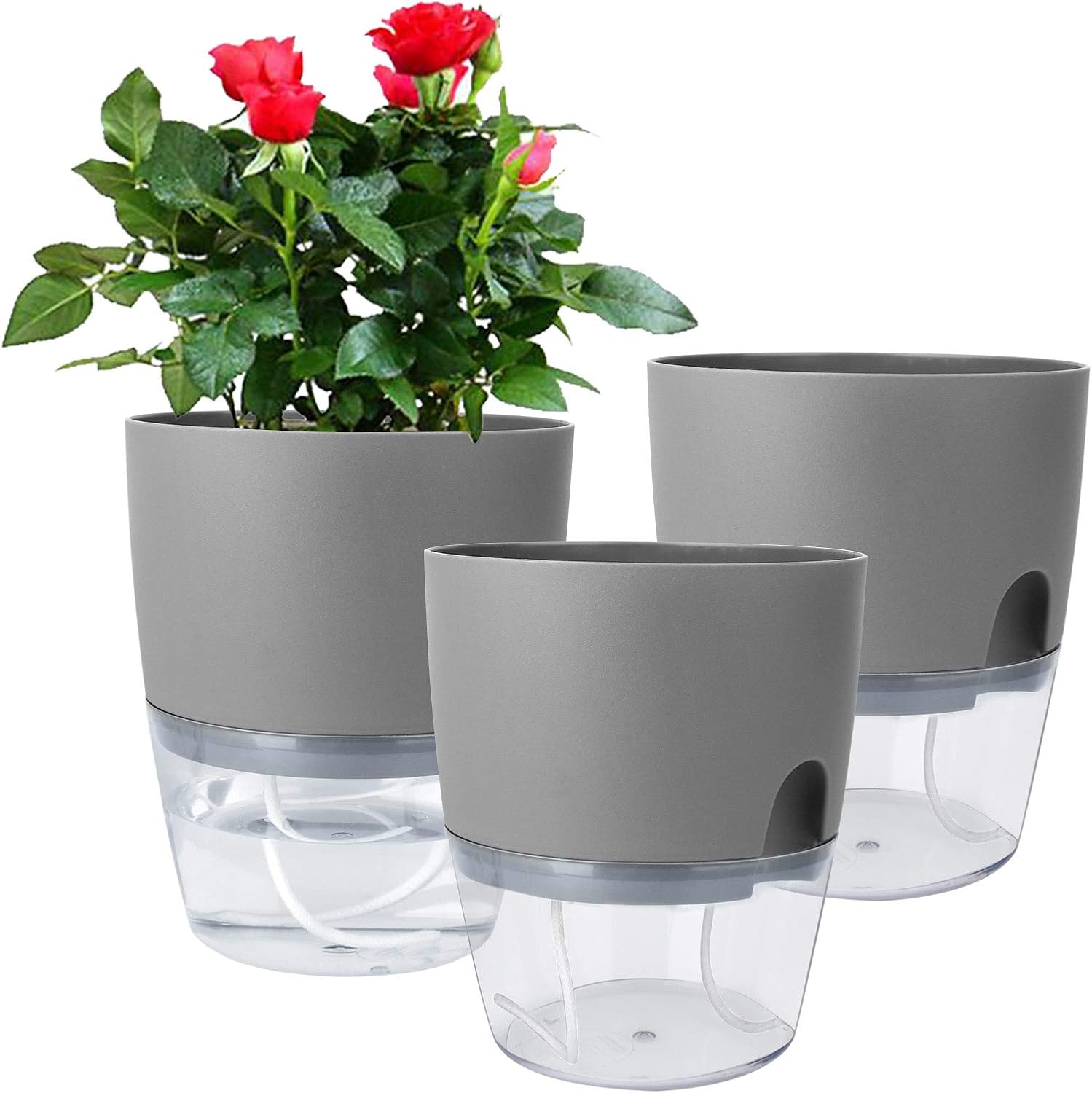 Grey Self-Watering Planters