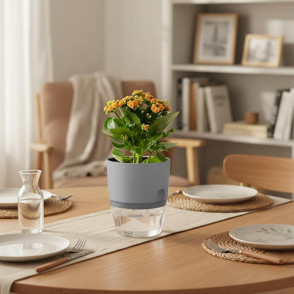Grey Self-Watering Planters