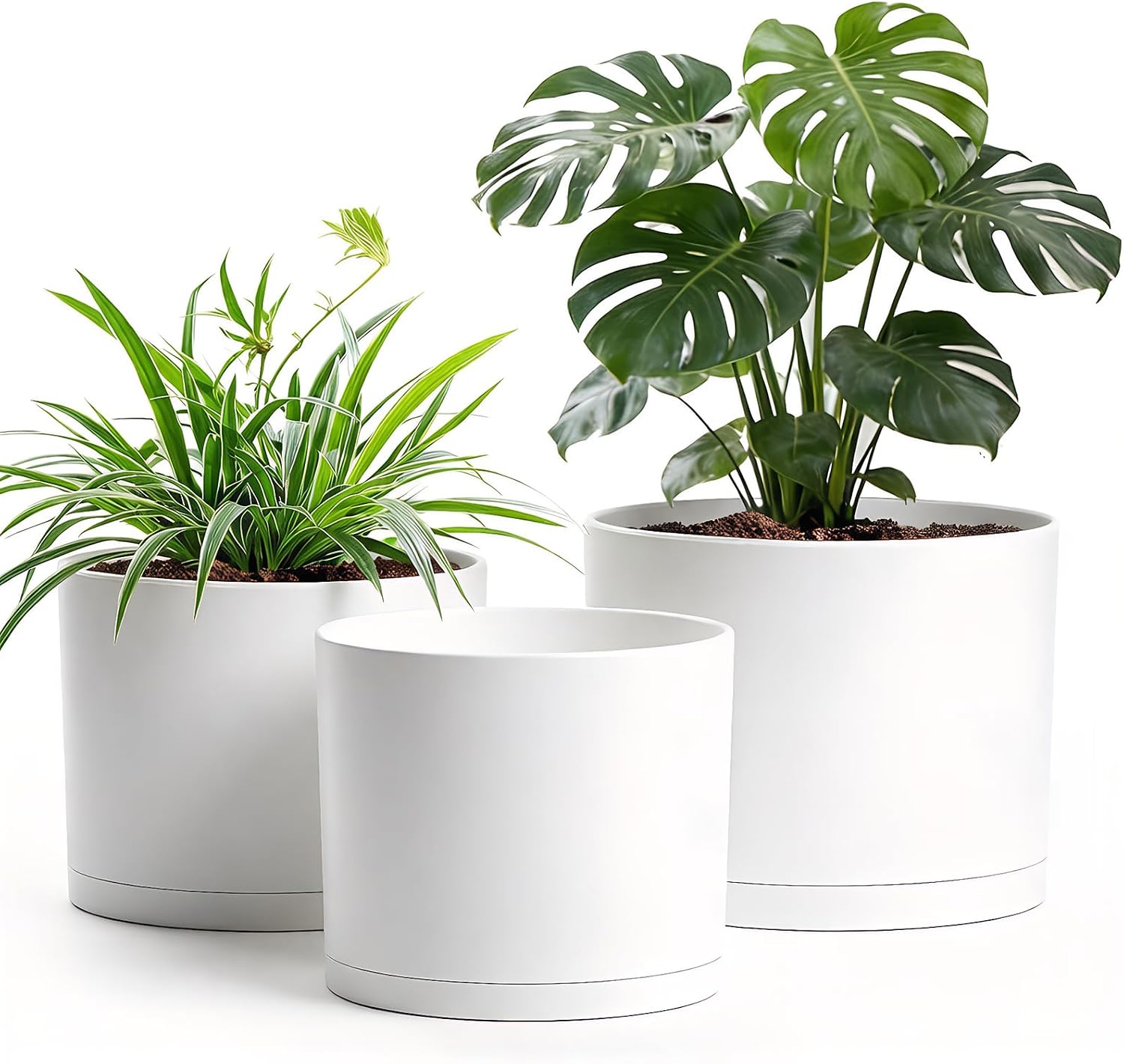 Minimalist White Ceramic Planter Set