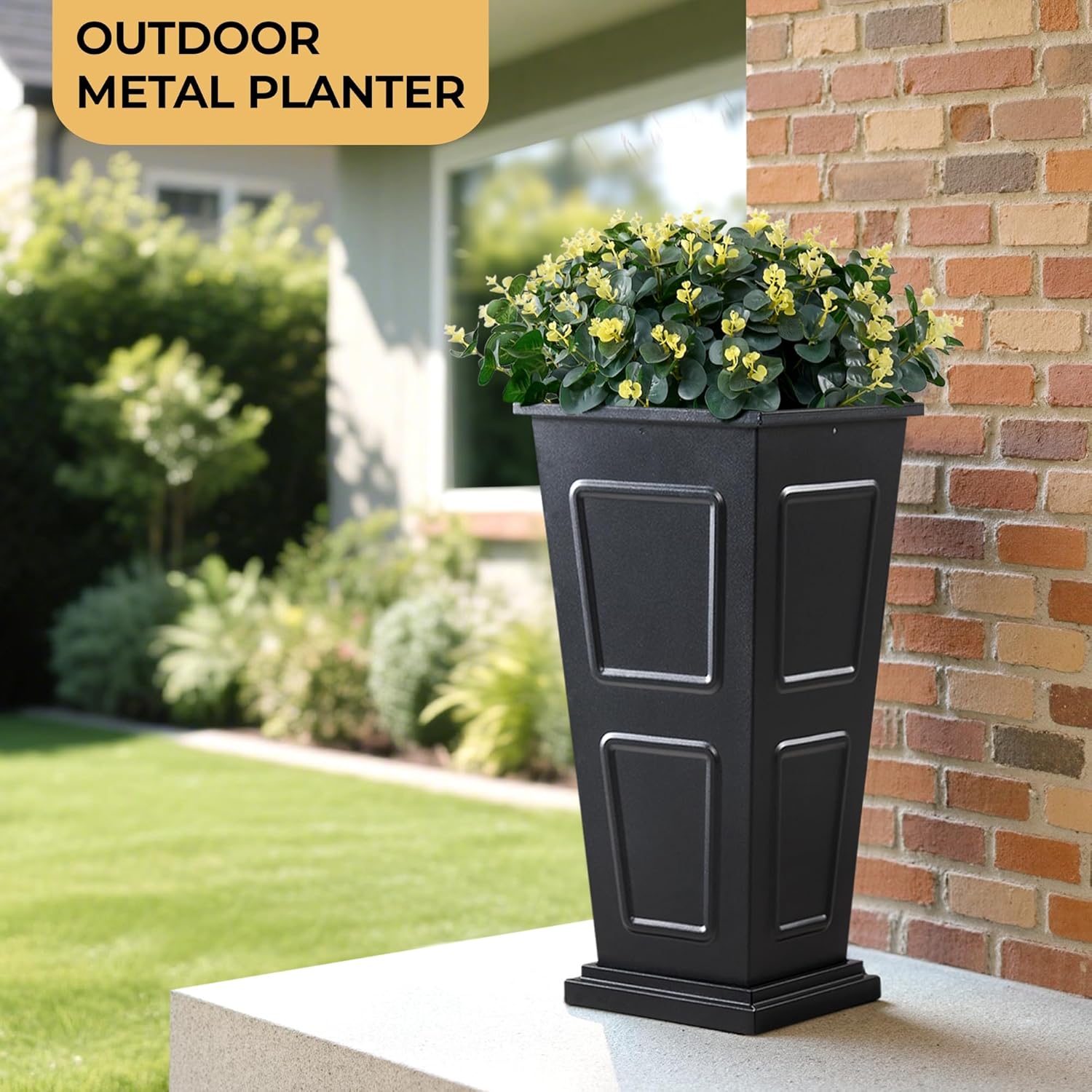 Tall Black Metal Planters