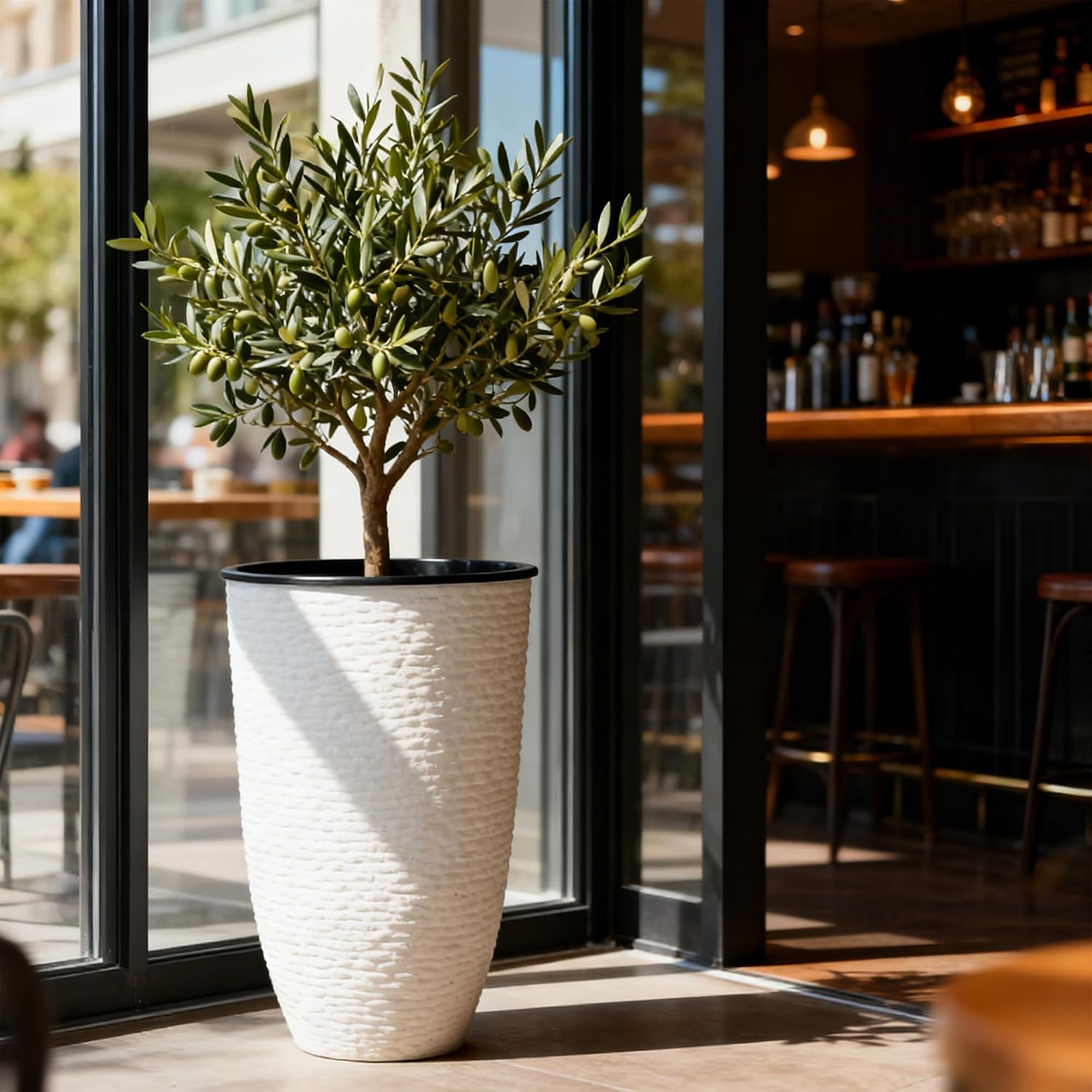 Large White Textured Planter