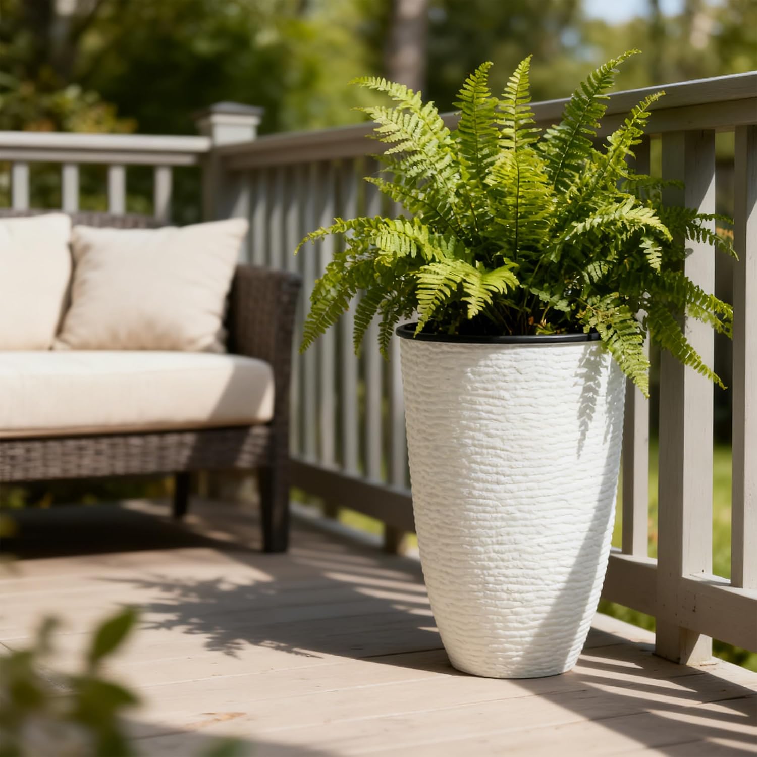 Large White Textured Planter
