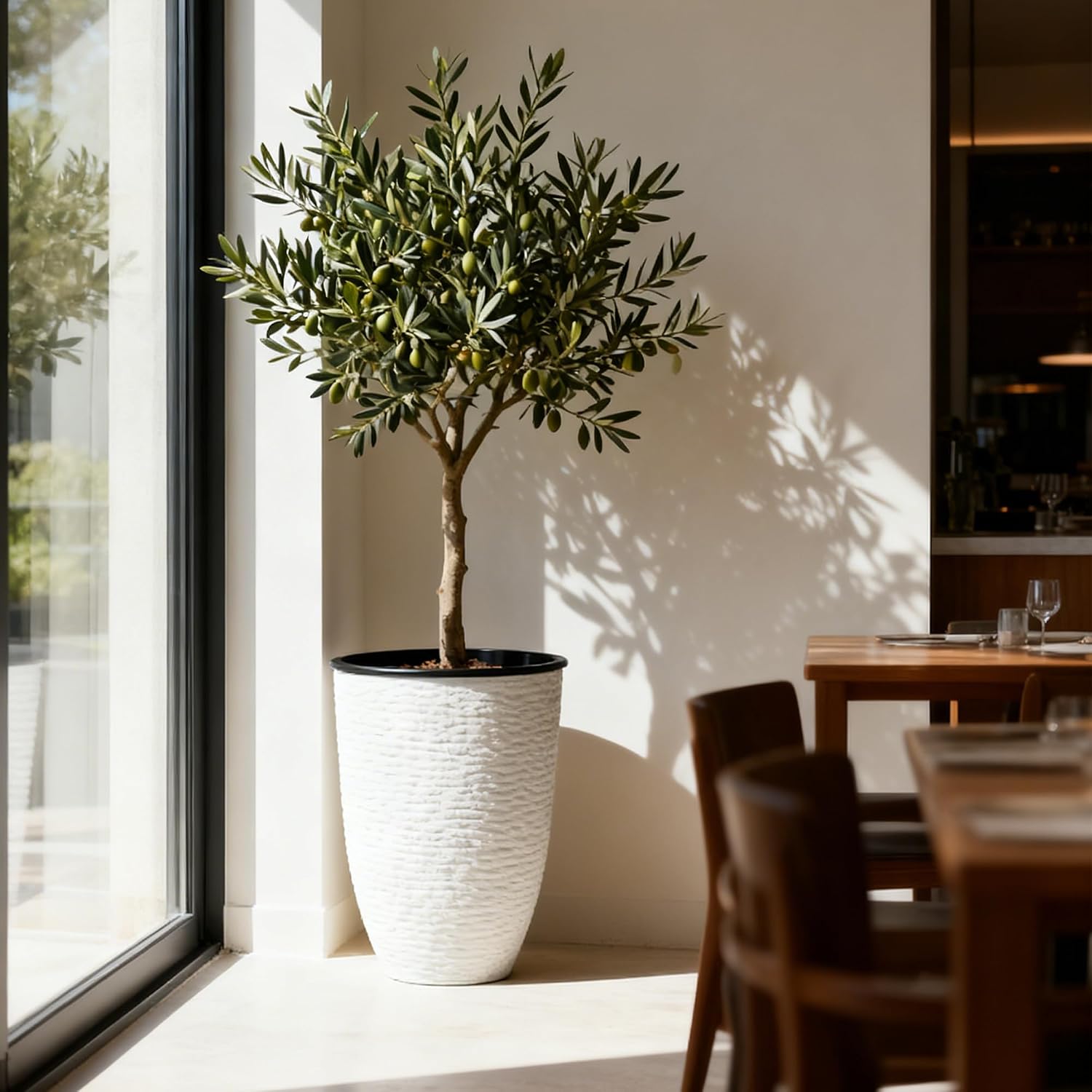 Large White Textured Planter