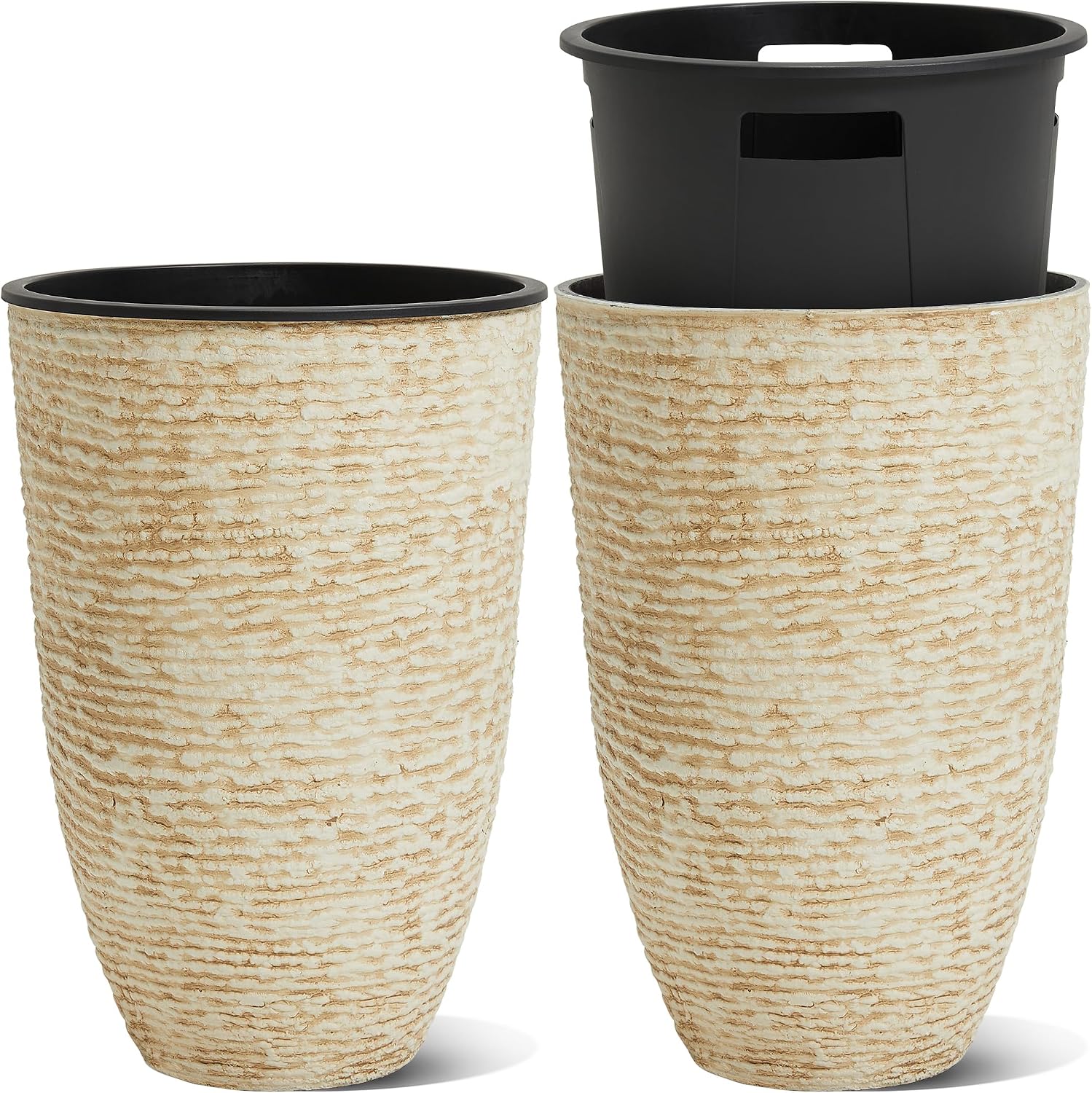 Large White Textured Planter