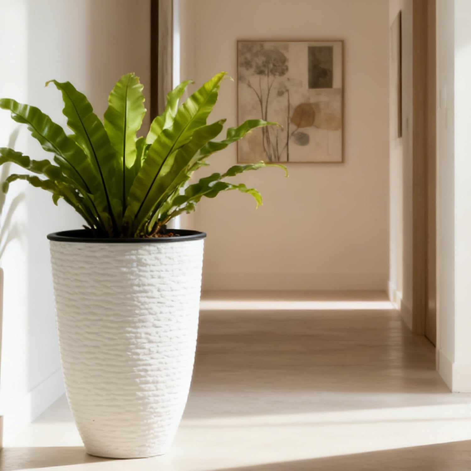 Large White Textured Planter