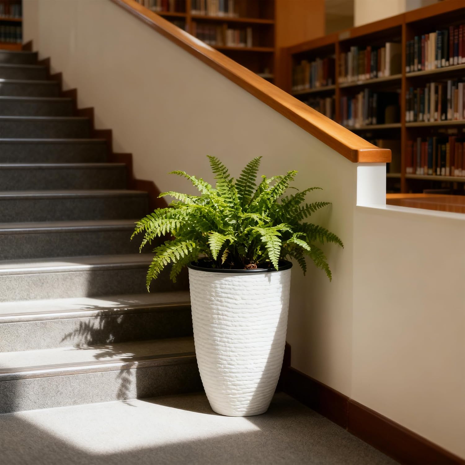Large White Textured Planter