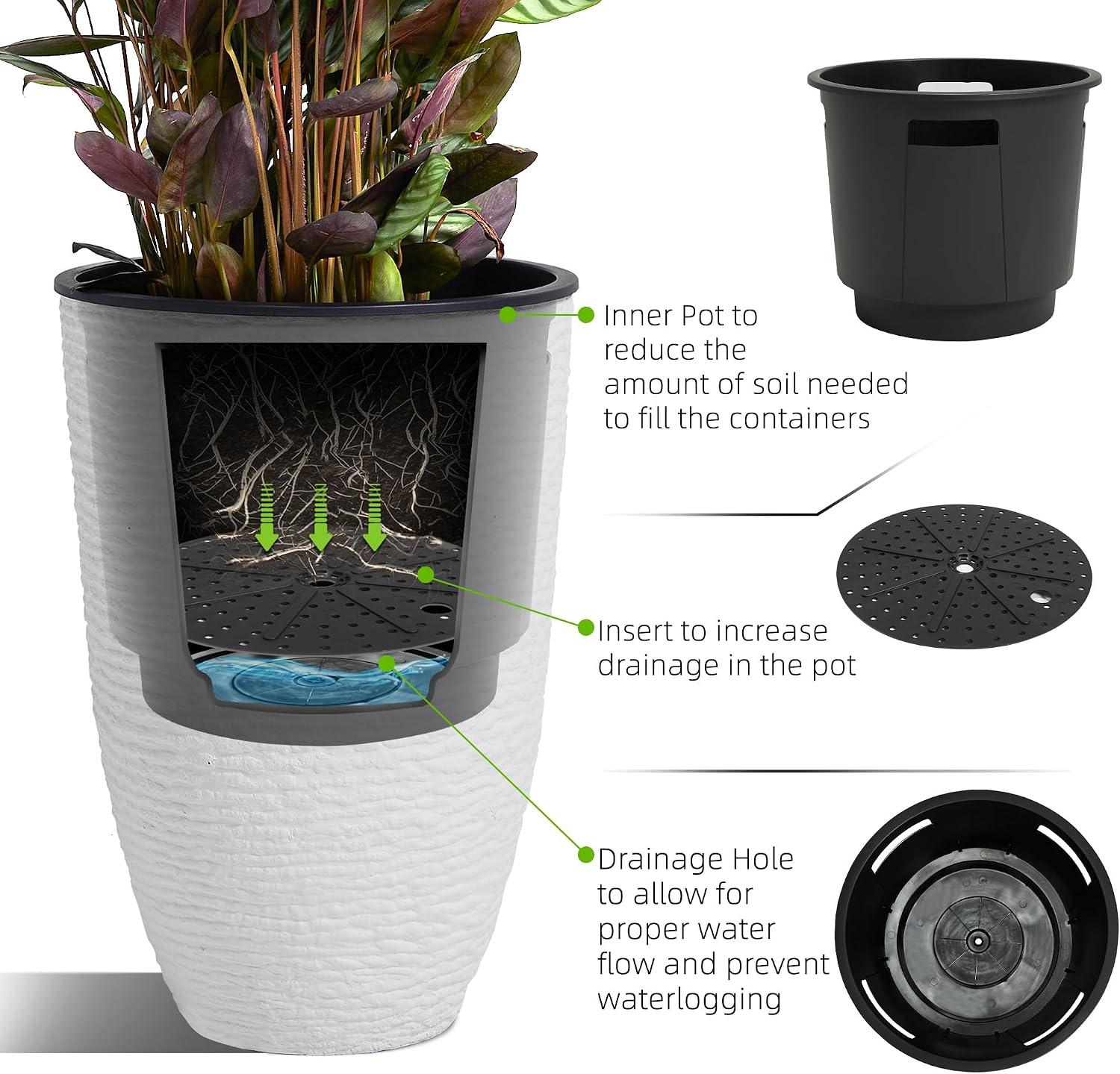 Large White Textured Planter