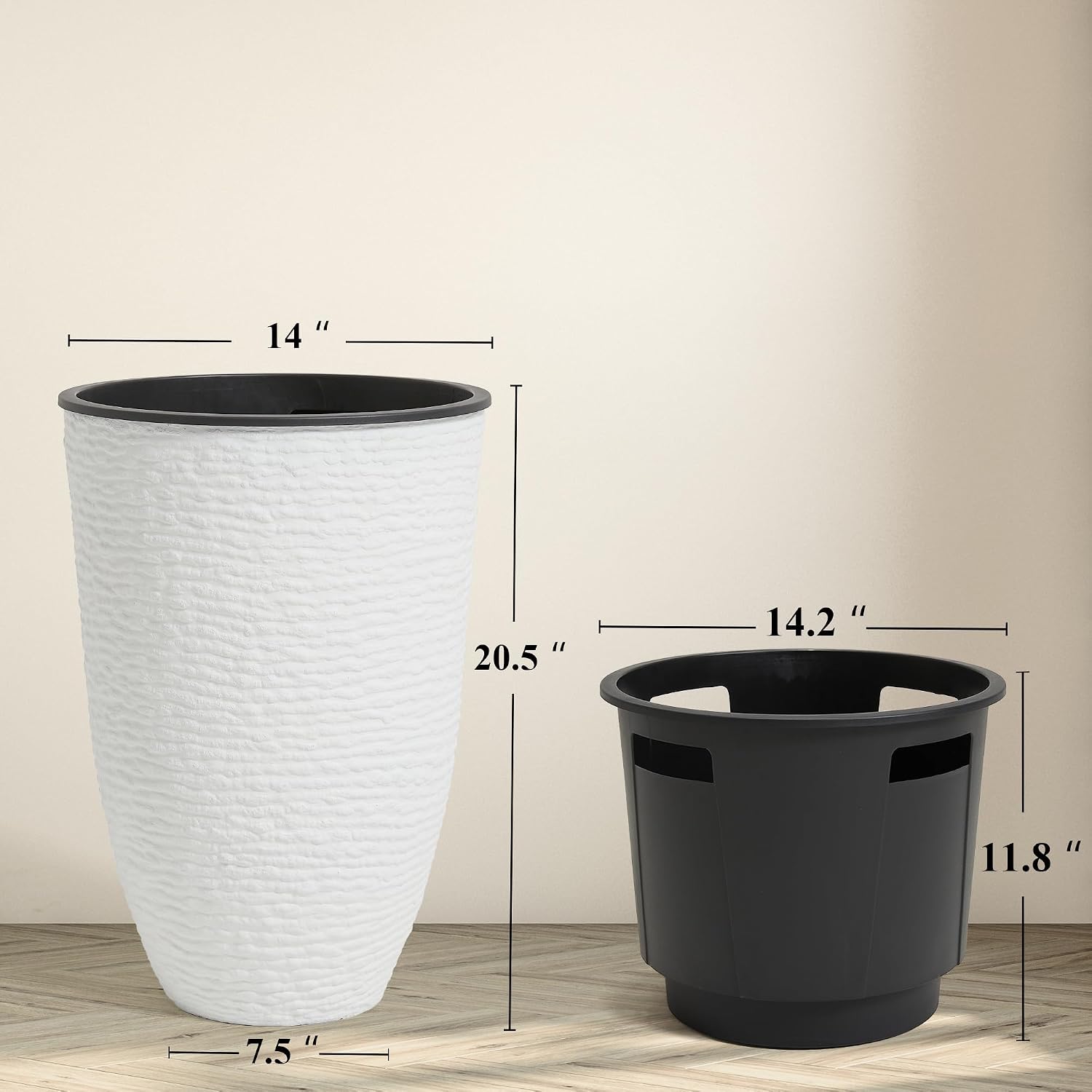 Large White Textured Planter