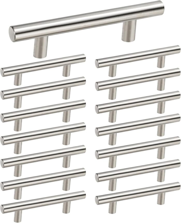 Satin Nickel Bar Cabinet Pulls – 3 Inch Center Modern Design