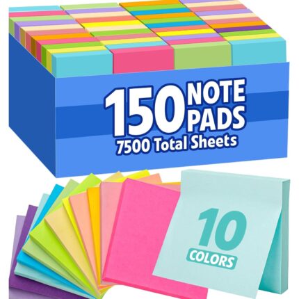 Mega Bulk 3×3 Sticky Notes – 150 Pads, 10 Bright Colors