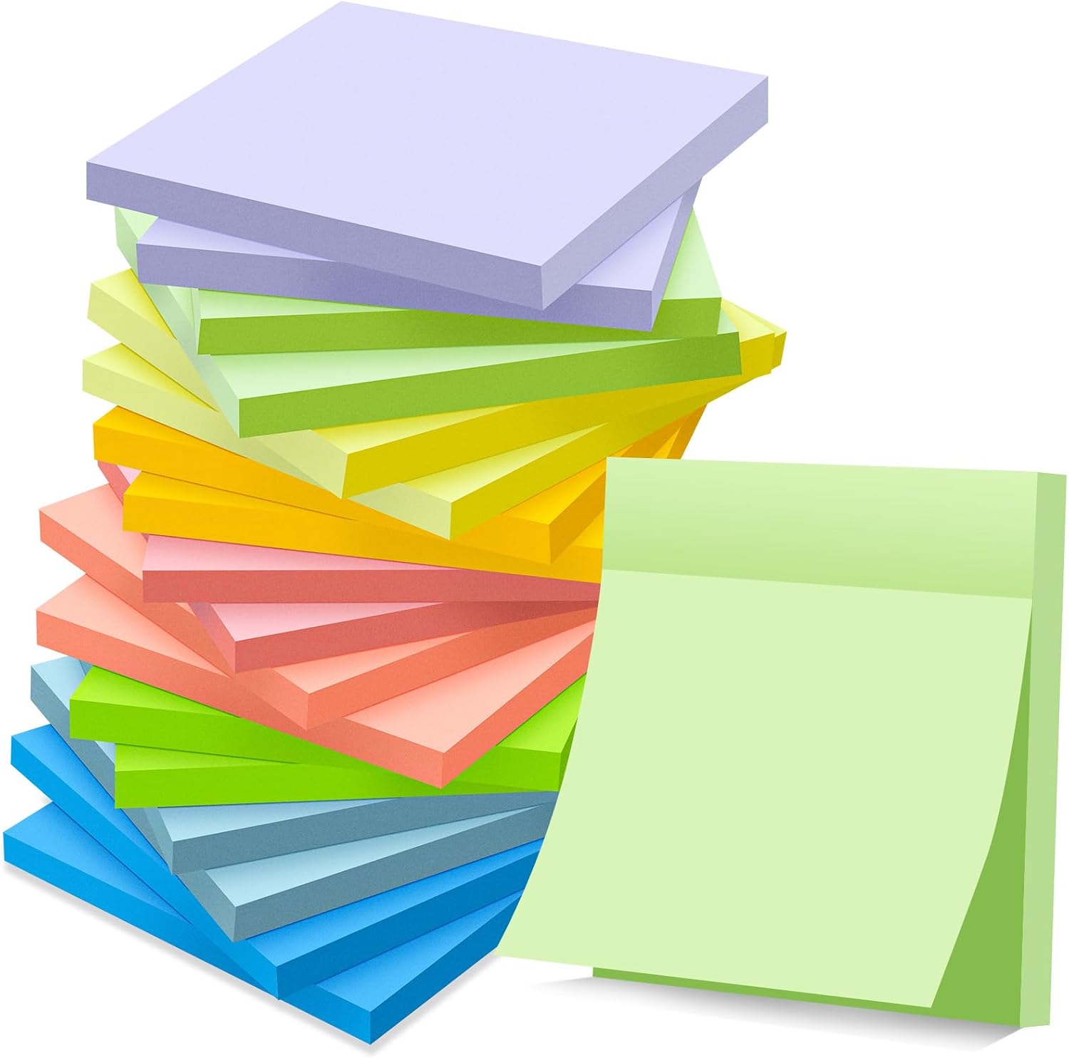Pastel Sticky Notes Premium 3×3 Sticky Notes – 18 Pads, 1008 Sheets, Assorted Colors